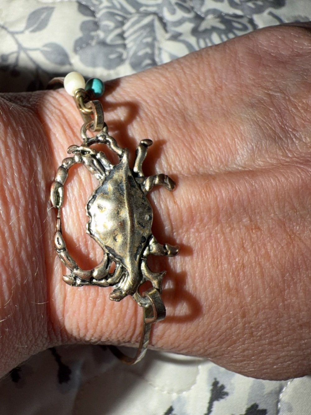 Crab Charm Bracelet in Silver Tone